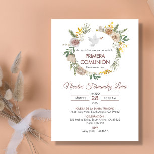 Invitation Primera Comunion Espagnol Boho Première communion