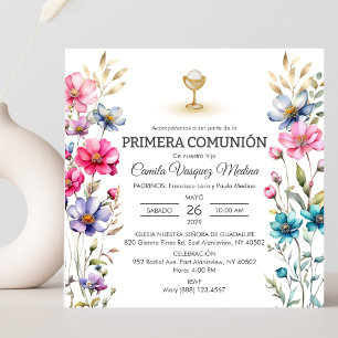 Invitation Primera Comunion Fleur sauvage Première communion 