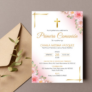 Invitation Primera Comunion Invitacion Cross First Communion