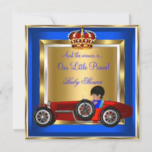 Invitation Prince Baby shower Blue Boy Red Racing Car 2B