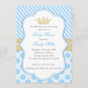 Invitation Prince Baby shower Parties scintillant 
