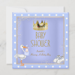 Invitation Prince bleu Baby Shower Garçon Baby Couronne Tache