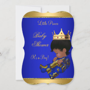 Invitation Prince Boy Baby shower Blue Ethnic