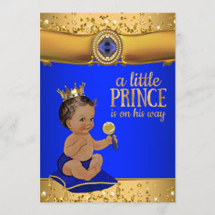 Invitation Prince ethnique royal bleu or Fête de naissance de