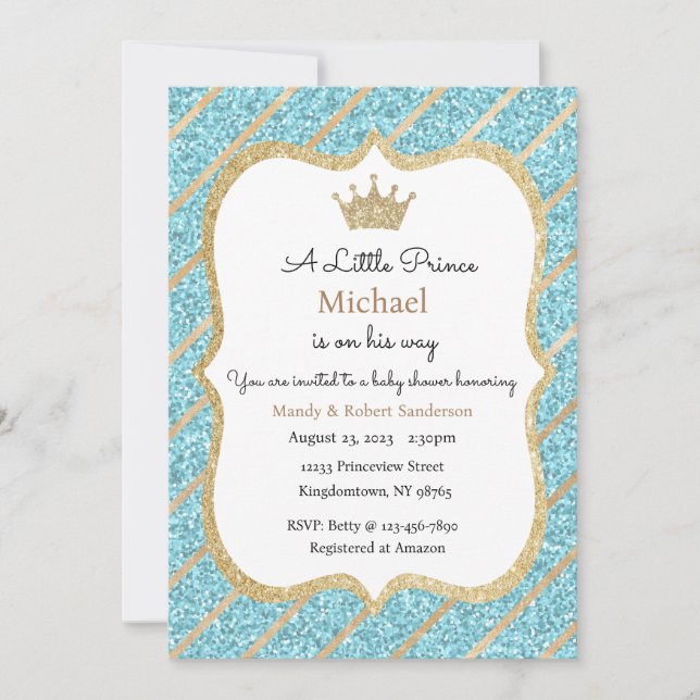 Invitation Prince, Invitation Baby shower garçon (Devant)