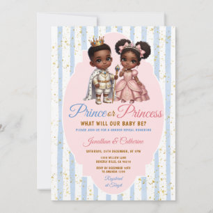 Invitation Prince ou Princesse Afro Gender Reveal Or