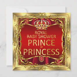 Invitation Prince ou Princesse Baby shower Rouge Or