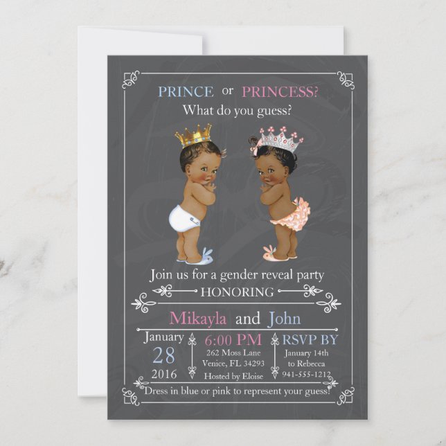 Invitation Prince ou Princesse Genre Révéler Africain América (Devant)