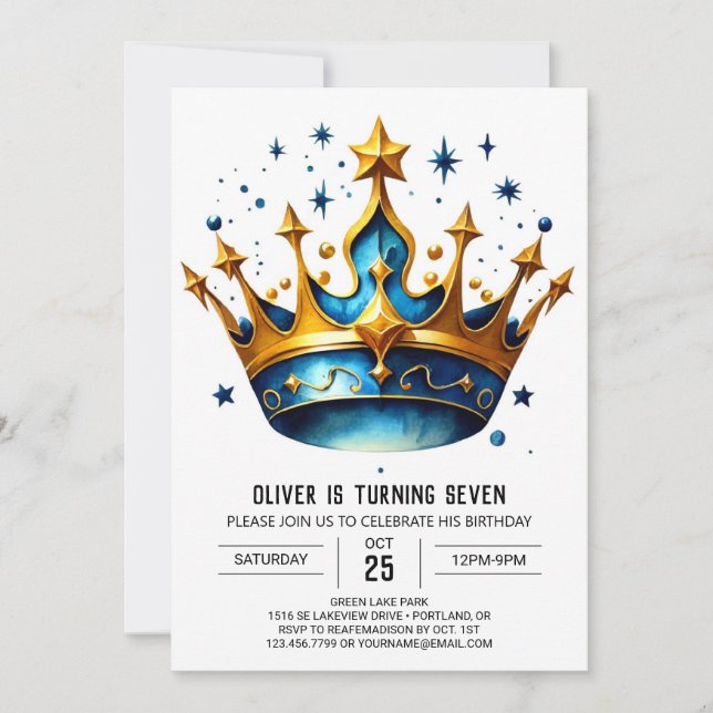 Invitation Prince Rose Anniversaire Couronne (Devant)
