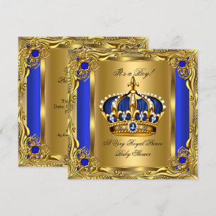 Invitation Prince Royal Blue Baby shower Regal Gold Boy