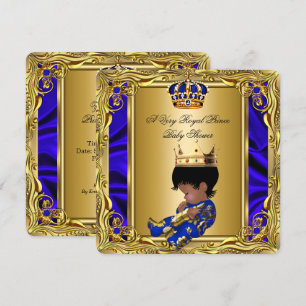 Invitation Prince Royal Blue Baby shower Regal Gold Boy 2