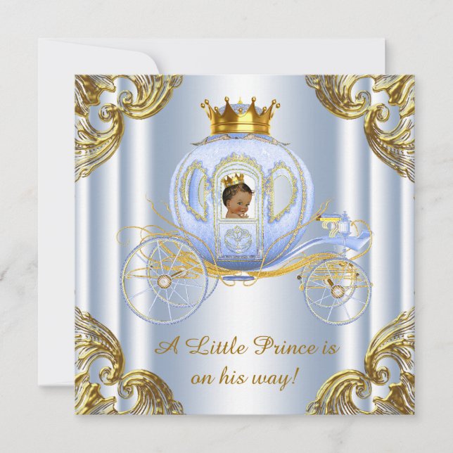 Invitation Prince Royal Carriage Prince Baby shower (Devant)