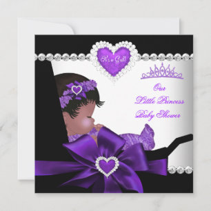 Invitation Princess Baby shower Girl Purple Africain-Américai