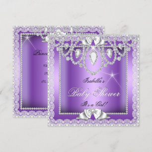Invitation Princess Baby shower Girl Purple Lace Diamond