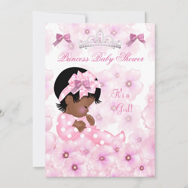 Invitation Princess Baby shower Girl rose Floral Ethnic (Devant)
