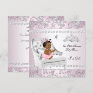 Invitation Princess Baby shower Girl Rose Silver Chaise ethni