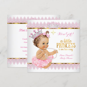 Invitation Princess Baby shower Rose Gold Brunette Bébé