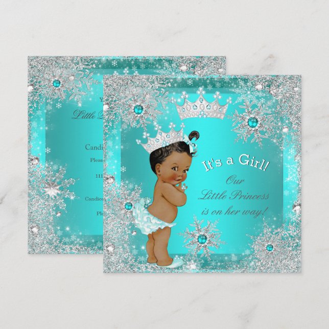 Invitation Princess Baby shower Winter Wonderland Ethnique (Devant / Derrière)