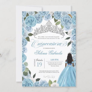 Invitation Princess Ball Blue Roses Cendrillon V2 Quinceanera