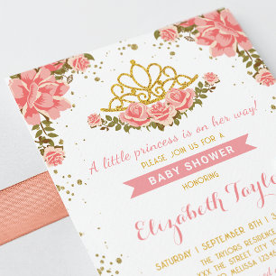 Invitation Princess Blush Baby shower Floral Gold