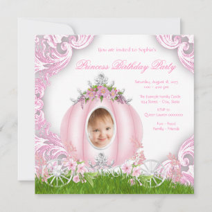 Invitation Princess Carriage Photo Anniversaire