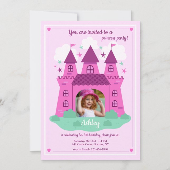 Invitation Princess Castle Photo Anniversaire  (Devant)