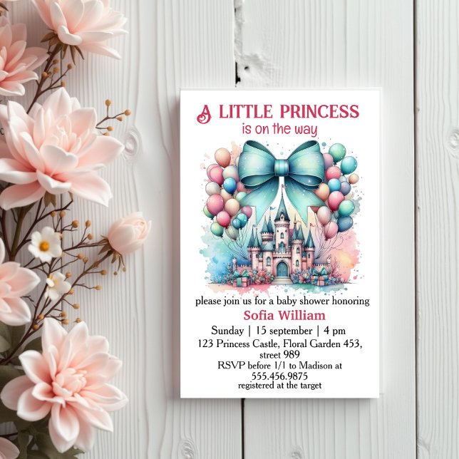Invitation princess château ballons arc bébé douche (Créateur téléchargé)