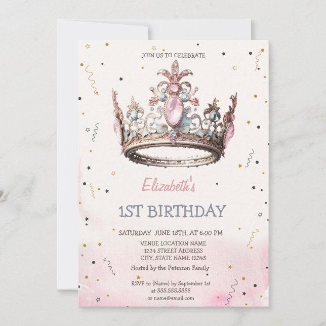 Invitation Princess Crown Fairytale Anniversaire (Devant)