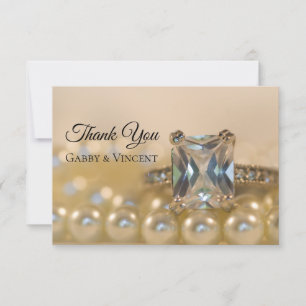Invitation Princess Diamond Pearl Mariage Flat Merci Remarque
