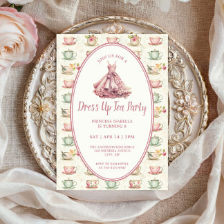 Invitation Princess Dress Up Tea Party Pink Floral