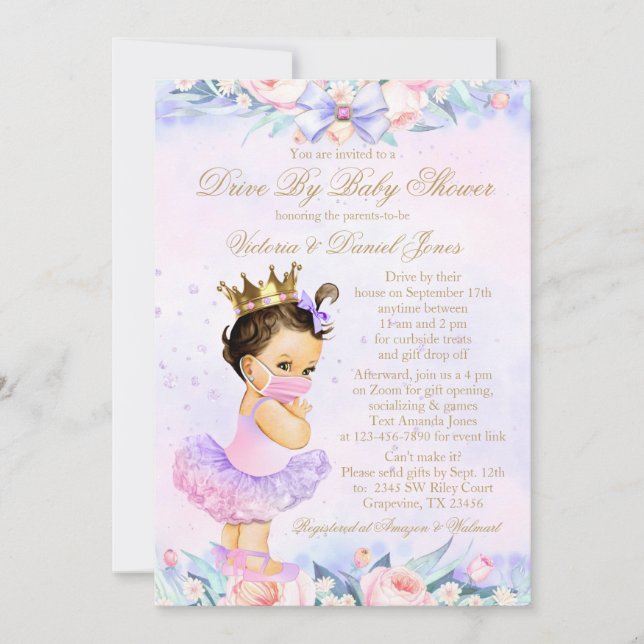 Invitation Princess Drive Par Baby shower (Devant)