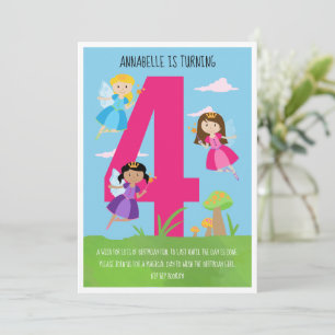 Invitation Princess Fairy Girl's 4th Birthday Party