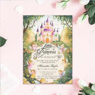 Invitation Princess Fairytale Castle Fairies Baby Girl Douche