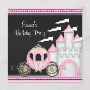Invitation Princess Girls Pink Black Princess Anniversaire