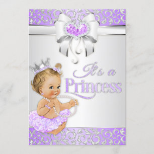 Invitation Princess Lavender Lilac & Silver Diamonds Bow
