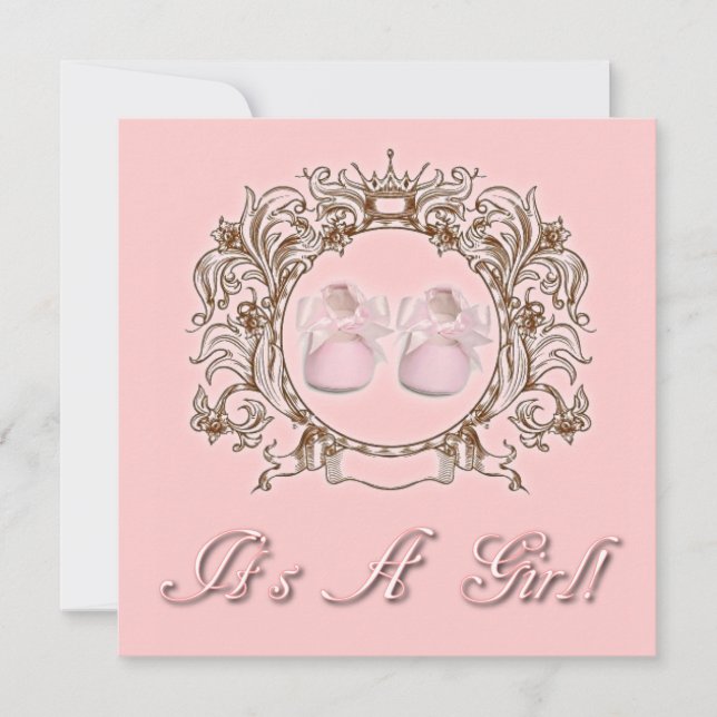 Invitation Princess Pink Chaussures fille Baby shower Invitat (Devant)