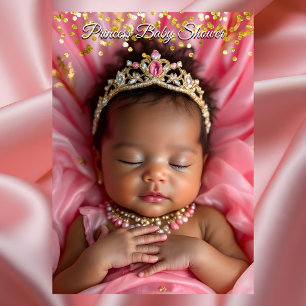 Invitation Princess Pink Gold Baby Girl Shower Ethnic Tiara