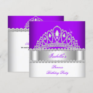 Invitation Princess Purple Diamond Tiara fête d'anniversaire