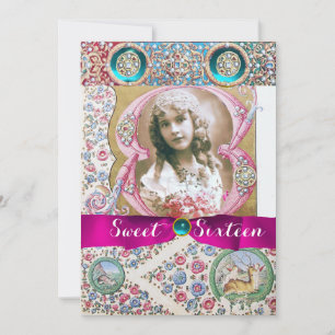 INVITATION PRINCESS SWEET 16 FÊTE D'ANNIVERSAIRE, JEUX FLORAU