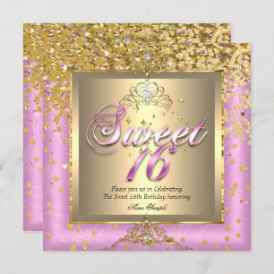 Invitation Princess Sweet 16 Gold Rose fête d'anniversaire