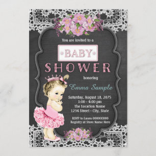 Invitation Princess Tutu Chalkboard Baby Girl Show