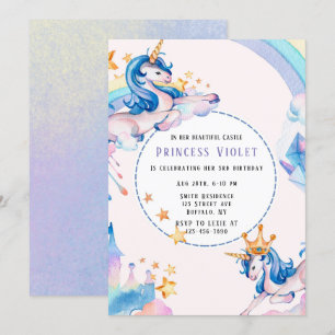 Invitation Princess Unicorn Castle 00e fête d'anniversaire