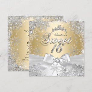 Invitation Princess Winter Wonderland Gold Sweet 16 Party
