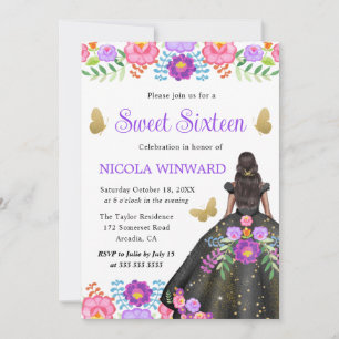 Invitation Princesse à la peau foncée Robe mexicaine Sweet Si