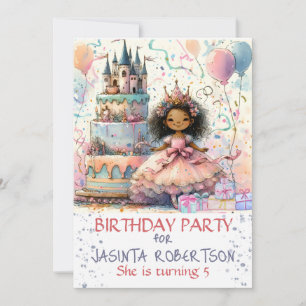 Invitation Princesse africaine-américaine Couronne Château Ab