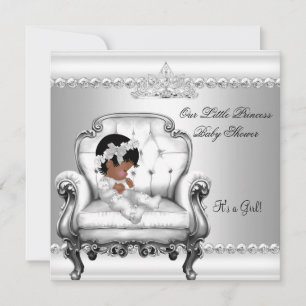 Invitation Princesse Afro-Américaine Fête de Bébé Fille Chais