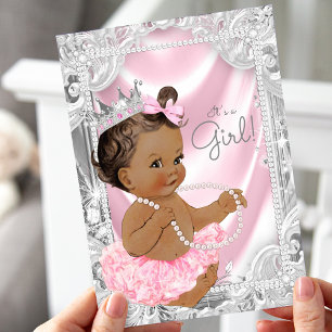 Invitation Princesse Afro-Américaine Fête de Naissance de Béb