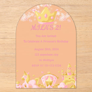 INVITATION PRINCESSE ANNIVERSAIRE COULEUR PÊCHE