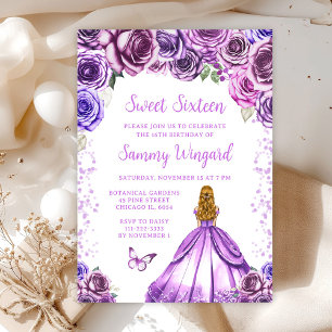 Invitation Princesse aux Cheveux Blond Violet Clair Sweet Sei