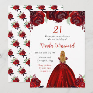 Invitation Princesse aux Cheveux Blonds Fête d'Anniversaire F